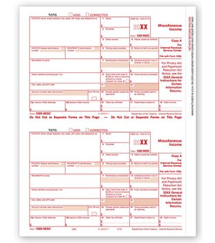 (image for) 1099 MISC Income 2UP Individual Sheets Federal Copy A MDTF5110