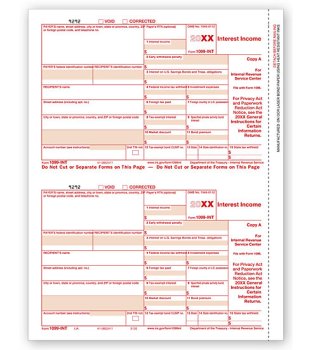 (image for) 1099-INT Income 2UP Individual Sheets Federal Copy A MDTF5120