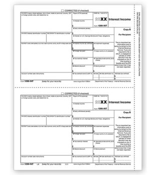 (image for) 1099-INT Income 2UP Individual Sheets Recipient Copy B MDTF5121