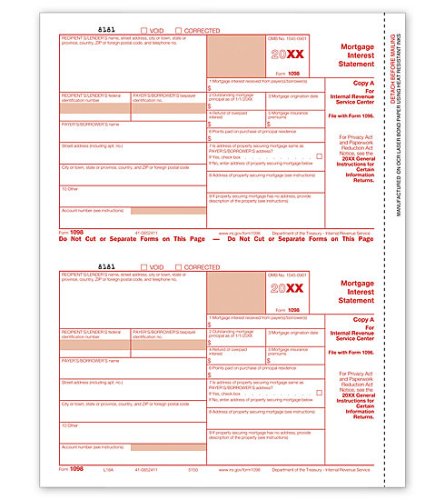 (image for) 1098 Mortgage Int 2UP Individual Sheets Federal Copy A MDTF5150
