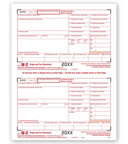 (image for) W-2 2UP Individual Sheets Federal Copy A MDTF5201