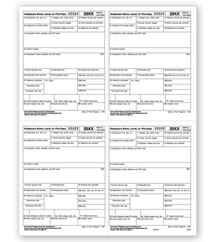 (image for) W-2 4UP Box Employer Copy Laser Form MDTF5405