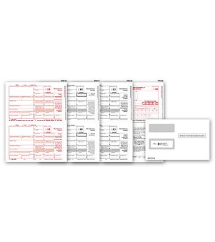 (image for) 1099 MISC Income 2UP Laser Form 3 part set w/envelope MDTF6102E